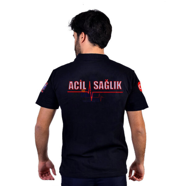Özel Acil Sağlık Lacivert Polo Yaka T-Shirt - Görsel 3