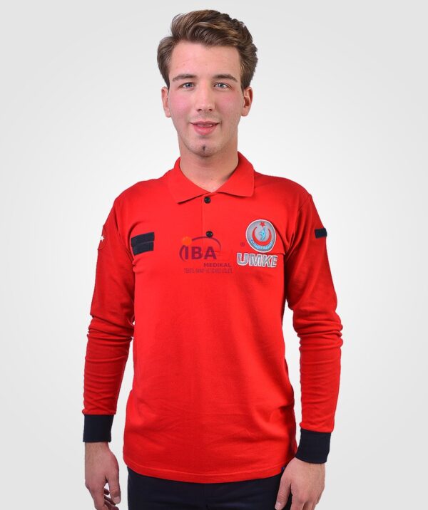 UMKE Kırmızı Polo Yaka UZUN T-Shirt - Görsel 7