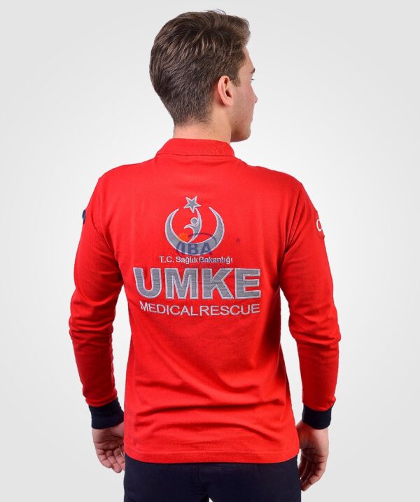 UMKE Kırmızı Polo Yaka UZUN T-Shirt - Görsel 4