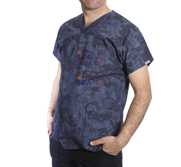 Terikoton Üst Desenli (Yazı Haritası Lacivert)