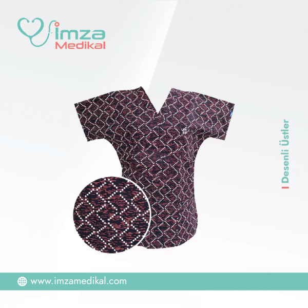 Likralı Desenli Üst (Kırmızı Galaxy Çizgiler)