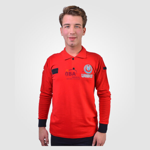 UMKE Kırmızı Polo Yaka UZUN T-Shirt - Görsel 2