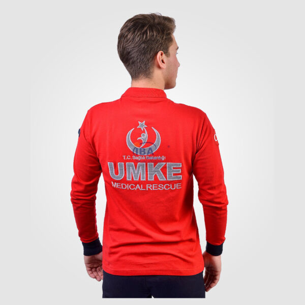 UMKE Kırmızı Polo Yaka UZUN T-Shirt - Görsel 4